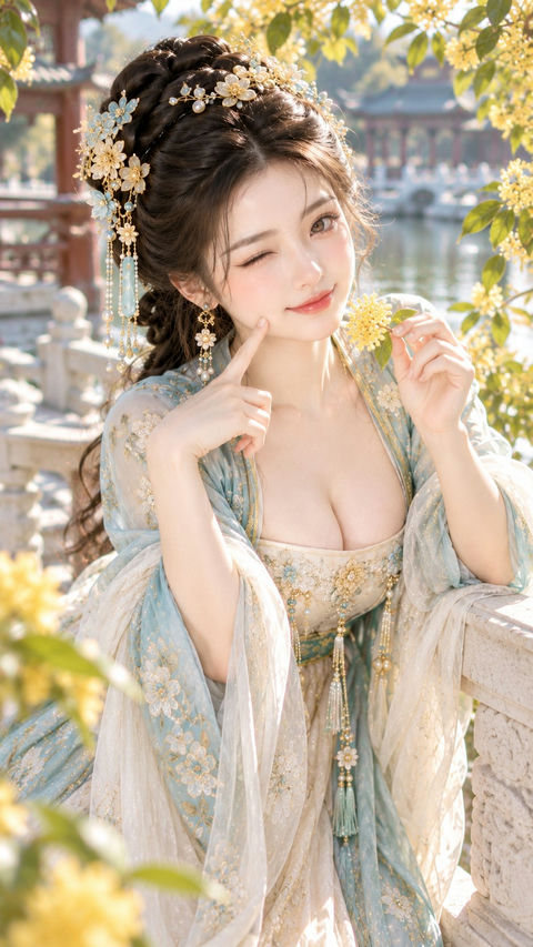 古风清亮封面感东方古典贵女人像 - AI图片提示词示例