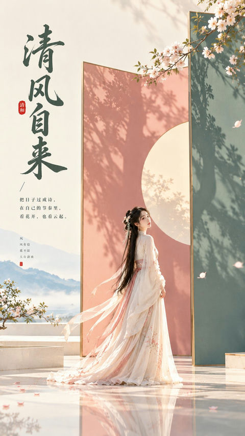 东方禅意极简女性审美封面海报 · 来源示例