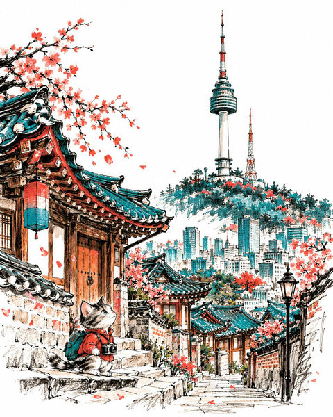 20世纪中叶欧洲绘本风旅游插画 · 来源示例