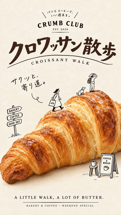 魅力日系面包店海报摄影与手绘插画结合 · 来源示例
