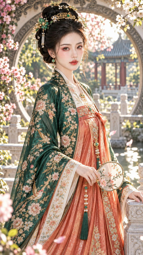 古风华美流霞翡翠妆容东方贵女人像 · 来源示例