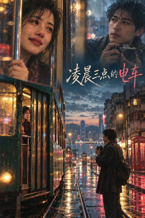 凌晨三点的电车：九十年代港风雨夜告别 - AI图片提示词示例