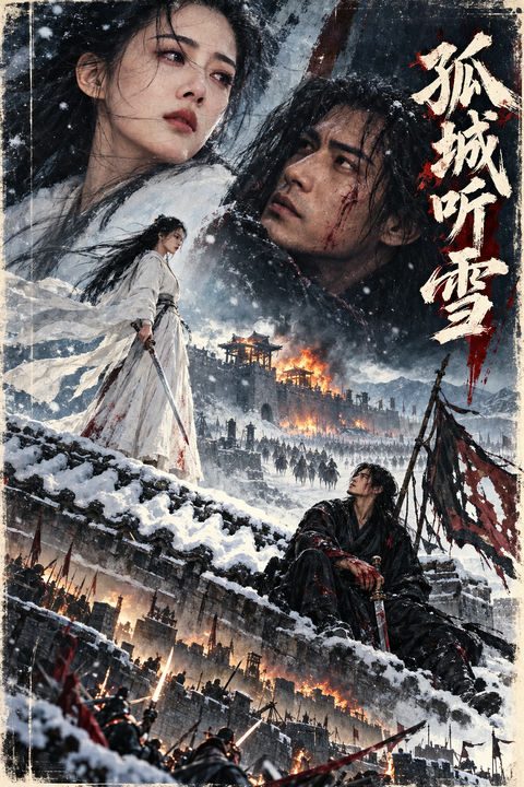 孤城听雪：九十年代港产武侠电影海报 - AI图片提示词示例