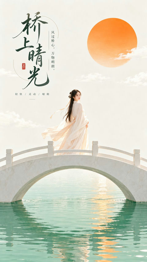 东方禅意极简女性审美明快封面 - AI图片提示词示例